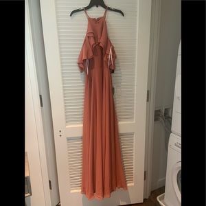 Stun & Only Rusty Rose RuffleOff-the-Shoulder Maxi